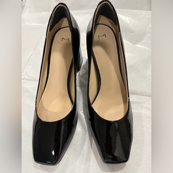 Marc Fisher LTD Black Patent Leather Pumps Women’s 8.5M | Square Toe Block Heel - Picture 3 of 7